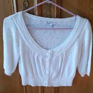 White Knit Button-Up Cardigan
